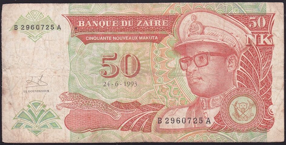 Zaire 50 Zaires 1993 Çok Temiz