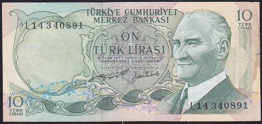 6.Emisyon 2.Tertip 10 Lira L14 340891 Çok Temiz+