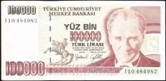 7.Emisyon 3.Tertip 100000 Lira I10 484982 Çok Çok Temiz +