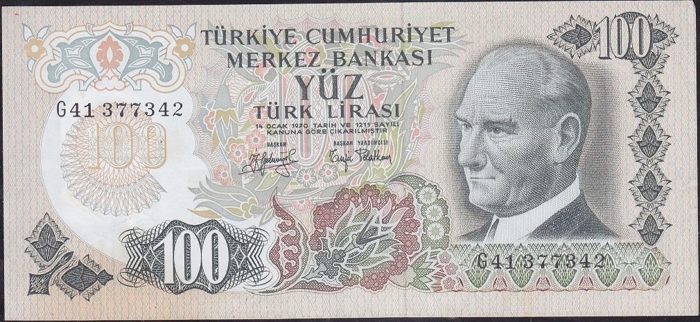 6.Emisyon 2.Tertip 100 Lira G41 377342 Çok Temiz +