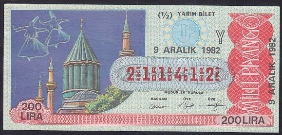 1982 9 ARALIK YARIM BİLET - Y SERİSİ