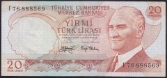 6.EMİSYON 3.TERTİP 20 LİRA F76 888569 ÇÇT +