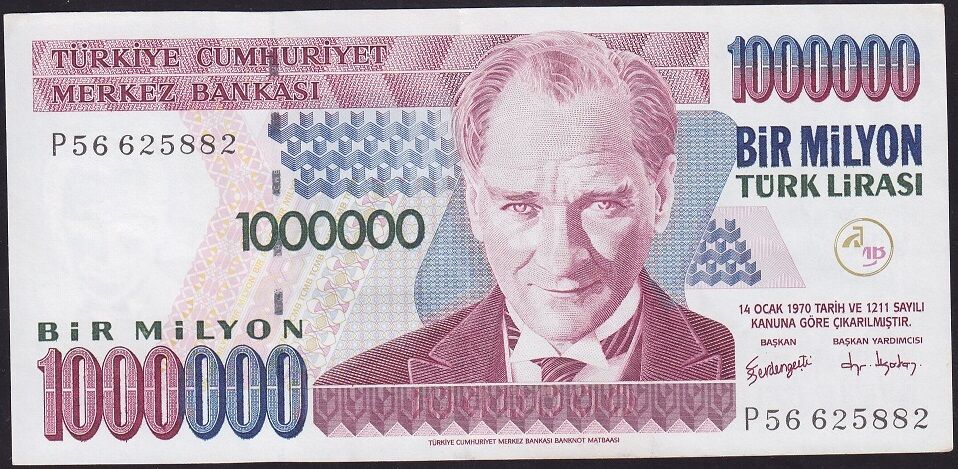 7.Emisyon 3.Tertip 1 000 000 Lira P56 625882 Çok Çok Temiz+