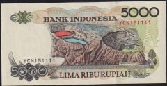 Endonezya 5000 Rupiah 1992-1996 Çil Pick 130e ( 151111 )