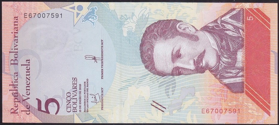 VENEZUELA 5 BOLİVARES 2018 ÇİL