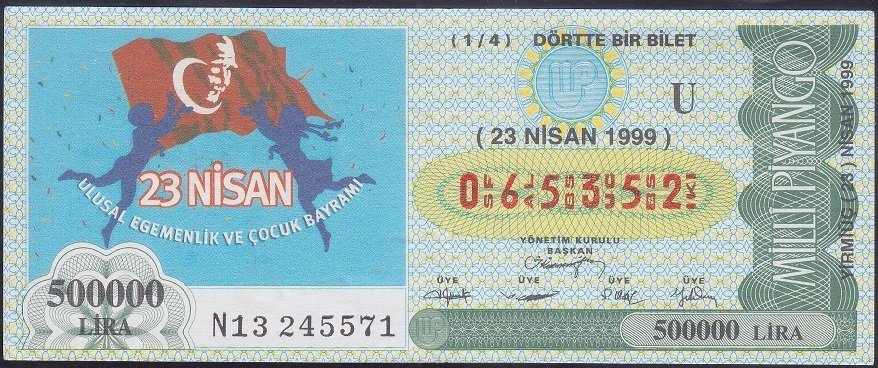 1999 23 NİSAN ÇEYREK BİLET - U SERİSİ