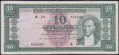 5.Emisyon 6.Tertip 10 Lira B39 338288 Çok Temiz+