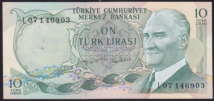 6.Emisyon 2.Tertip 10 Lira L07 146903 Çilaltı Çil