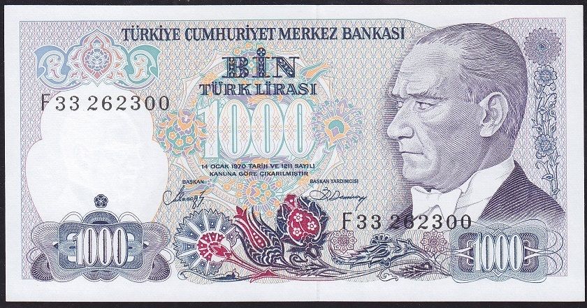 7.Emisyon 2.Tertip 1000 Lira F33 262300 Çil