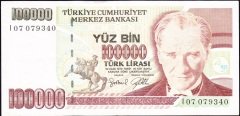 7.Emisyon 3.Tertip 100000 Lira I07 079340 Çok Temiz +
