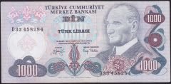 6.Emisyon 2.Tertip 1000 Lira D33 458284 Çok Temiz+