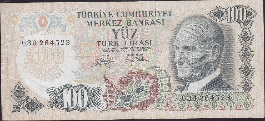 6.Emisyon 2.Tertip 100 Lira G30 264523 Çok Temiz