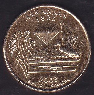 Amerika Çeyrek Dolar 2003 Hatıra Arkansas Altın Kaplama