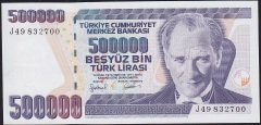 7.Emisyon 4.Tertip 500000 Lira J49 832700 Çilaltı Çil ( Bandrol baskı izleri var )