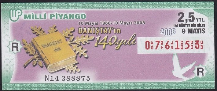 2008 9 MAYIS ÇEYREK BİLET R SERİSİ