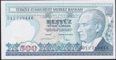 7.EMİSYON 2.TERTİP 500 LİRA D12 260444 ÇİL