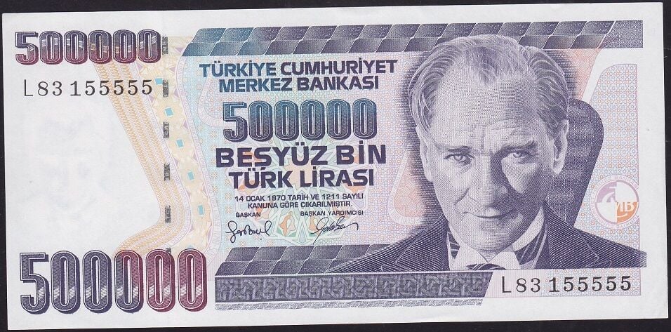 7.Emisyon 4.Tertip 500000 Lira L83 155555 Çilaltı Çil