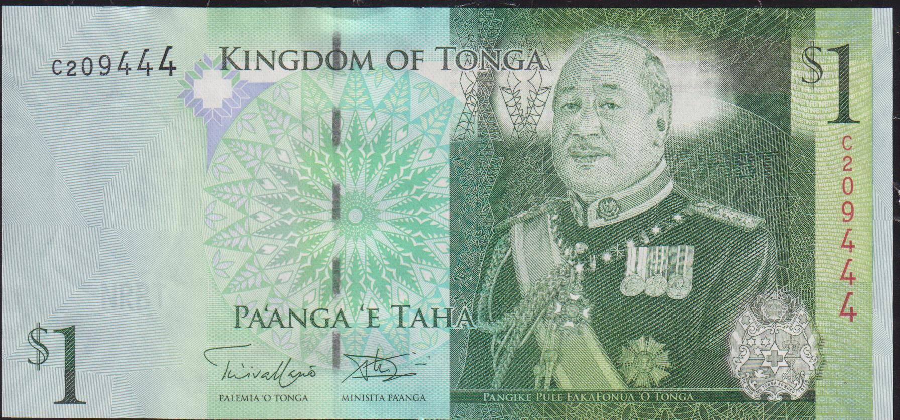 Tonga 1 Paanga 2008 Çil Pick 37 ( 444 )