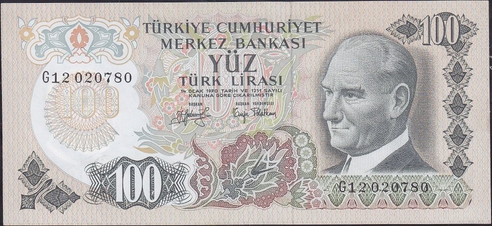 6.Emisyon 2.Tertip 100 Lira G12 020780 Çilaltı