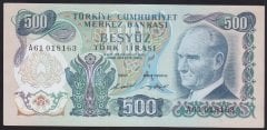6.EMİSYON 1.TERTİP 500 LİRA A61 018163 ÇOK ÇOK TEMİZ (DÜZLENMİŞ)