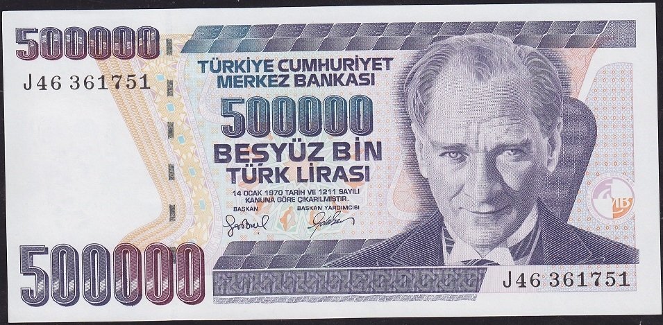 7.Emisyon 4.Tertip 500000 Lira J46 361751 Çilaltı Çil