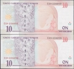8.Emisyon 10 YTL C59 258077-78 Çil Seri Takipli