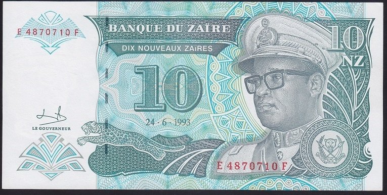ZAİRE 10 NOUVEAUX ZAİRES 1993 ÇİL