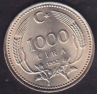 1992 YILI 1000 LİRA ÇİLALTI ÇİL