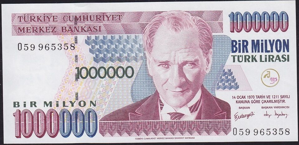 7.Emisyon 3.Tertip 1 000 000 Lira O59 965358 Çilaltı Çil