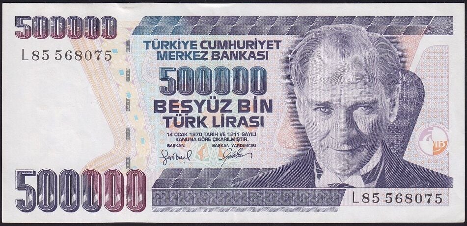 7.Emisyon 4.Tertip 500000 Lira L85 568075 Çok Temiz+