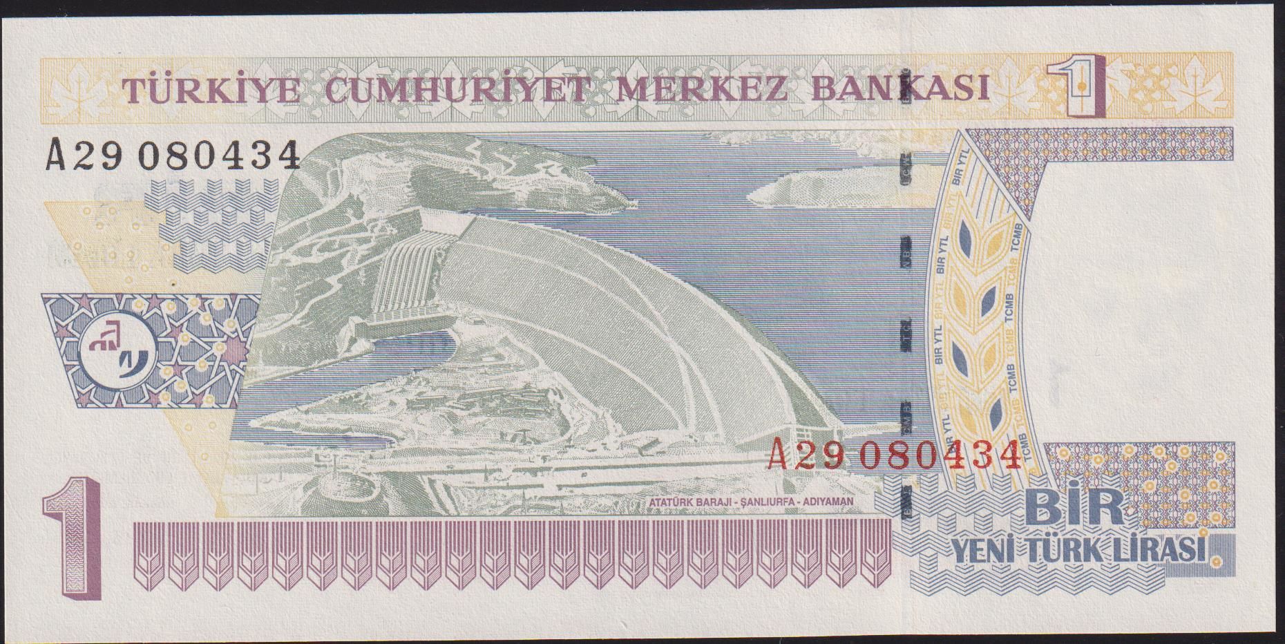 8.Emisyon 1 YTL A29 080434 Çil