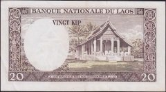 Laos 20 Kip 1963 Ççt+ (zımba deliği var)