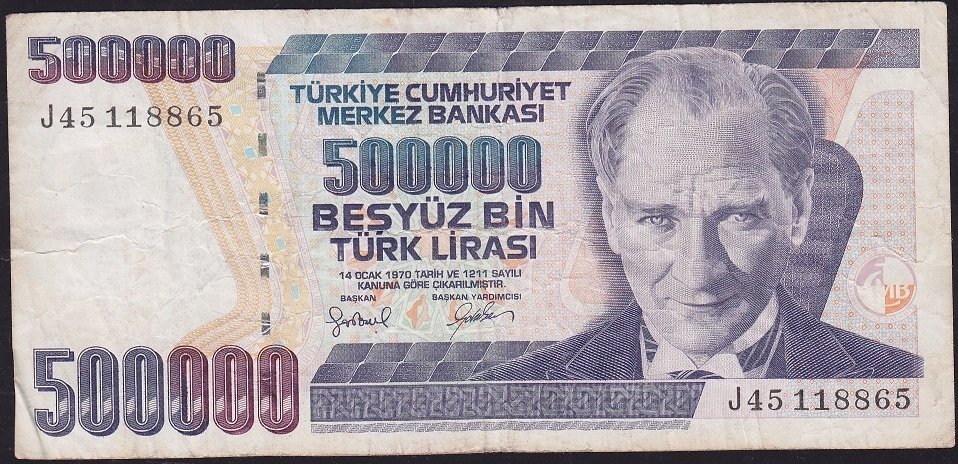7.Emisyon 4.Tertip 500000 Lira J45 118865 Çok Temiz