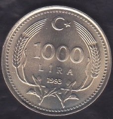 1993 YILI 1000 LİRA ÇİLALTI ÇİL