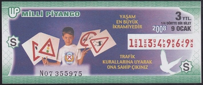 2008 9 OCAK ÇEYREK BİLET S SERİSİ
