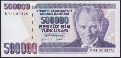 7.Emisyon 4.Tertip 500000 Lira K01 000476 Çil İlk Binde