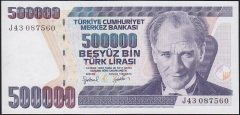 7.Emisyon 4.Tertip 500000 Lira J43 087560 Çilaltı ( bandrol baskı izleri var )