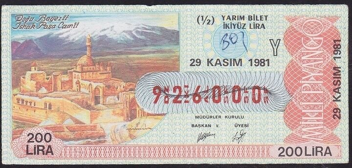 1981 29 Kasım Yarım Bilet - Y Serisi