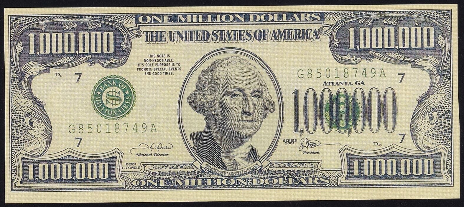 Amerika 1000000 Dolar 2001 Çilaltı Çil Fantazi Para