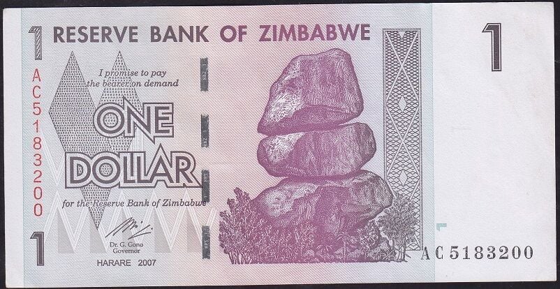 Zimbabwe 1 Dolar 2007 Çilaltı Pick 65