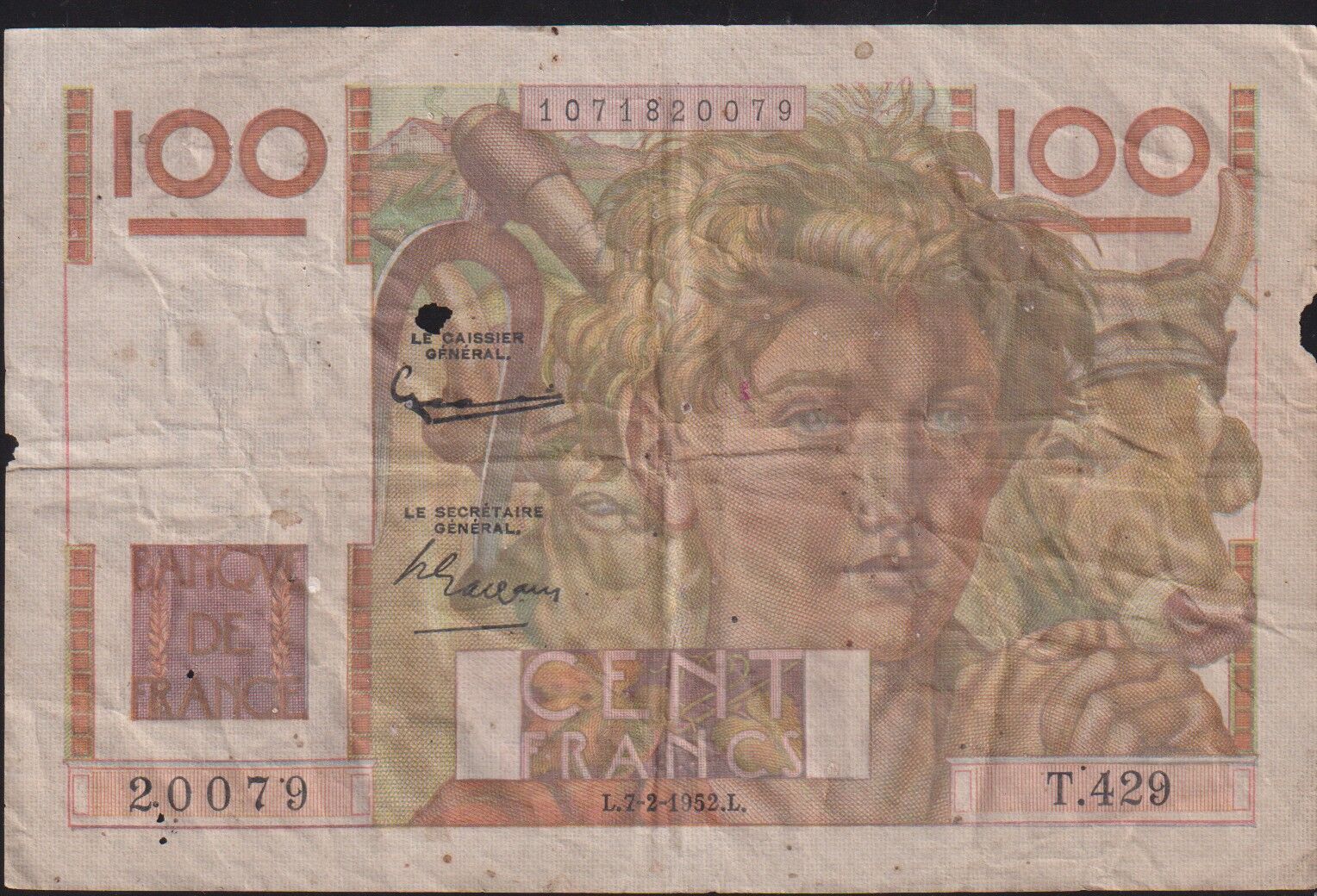 Fransa 100 Frank 1952 Temiz