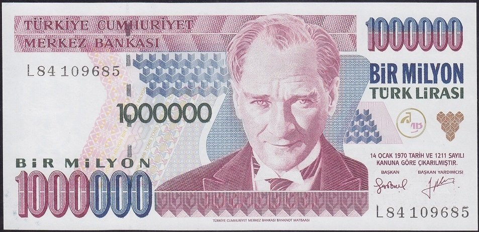7.EMİSYON 2.TERTİP 1 000 000 LİRA L84 109685 ÇÇT ÇİLALTI
