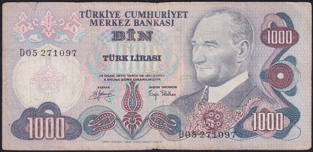 6.Emisyon 2.Tertip 1000 Lira D05 271097 Çok Temiz
