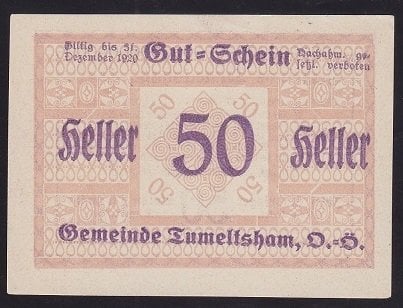 AVUSTURYA 50 HELLER NOTGELD 1920 ÇİL