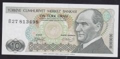 7.EMİSYON 1.TERTİP 10 LİRA B27 813498 ÇİLALTI ÇİL