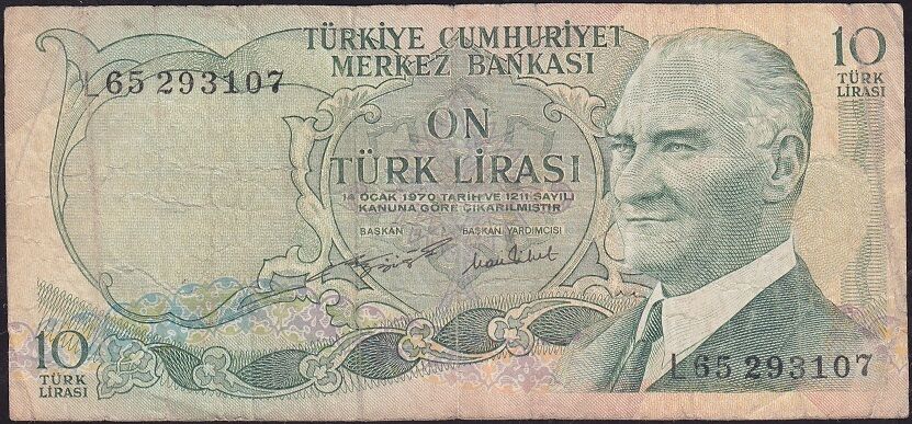 6.Emisyon 2.Tertip 10 Lira L65 293107 Çok Temiz
