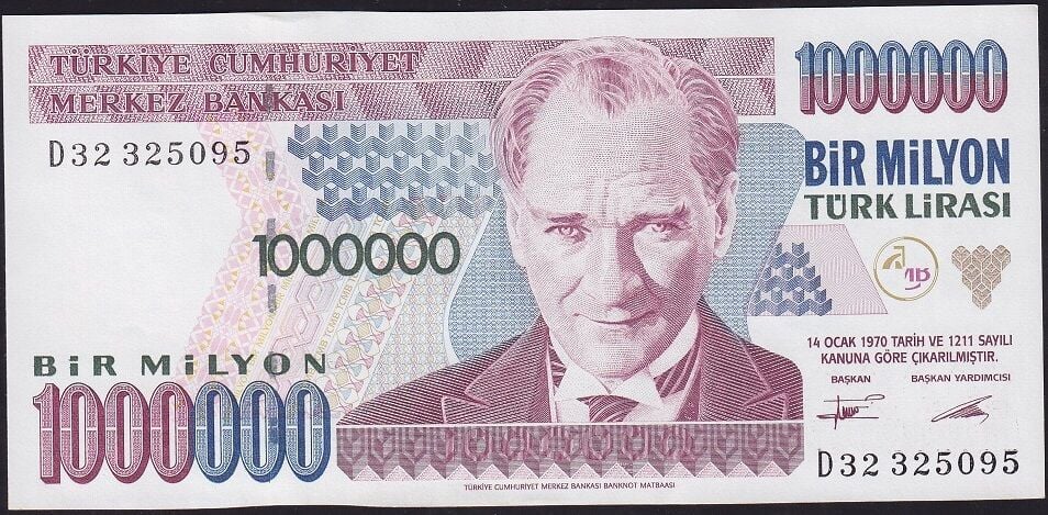 7.Emisyon 1.Tertip 1 000 000 Lira D32 325095 Çilaltı