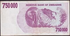 Zimbabwe 750.000 Dolar 2008 Çok Temiz+