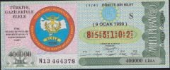 1999 9 Ocak Çeyrek Bilet - S Serisi