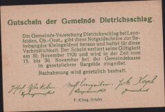 Avusturya 50 Heller Notgeld 1920 Çil